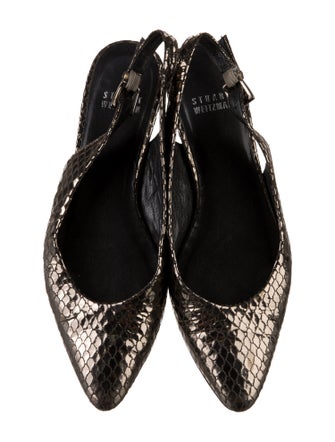 Stuart Weitzman Leather Animal Print Slingback Flats