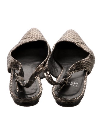 Stuart Weitzman Leather Animal Print Slingback Flats