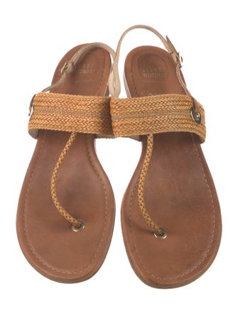 Stuart Weitzman Leather T-Strap Sandals