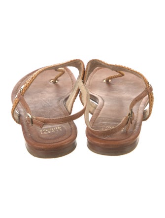Stuart Weitzman Leather T-Strap Sandals
