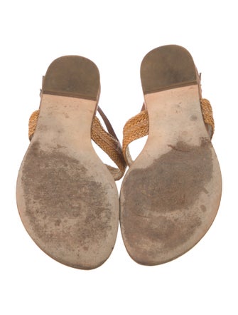 Stuart Weitzman Leather T-Strap Sandals