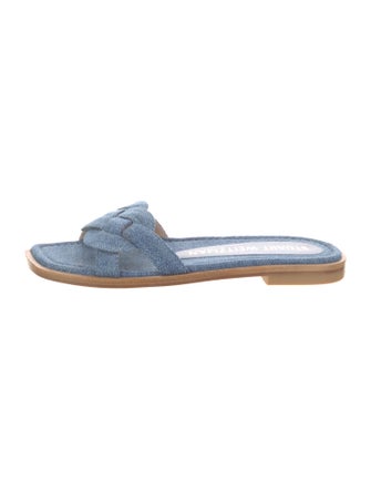 Stuart Weitzman Denim Braided Accents Slides