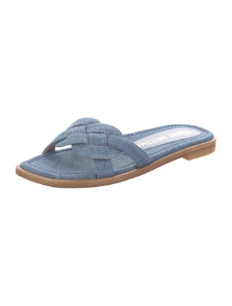 Stuart Weitzman Denim Braided Accents Slides