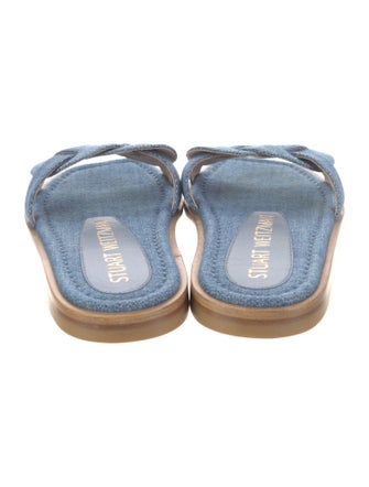 Stuart Weitzman Denim Braided Accents Slides