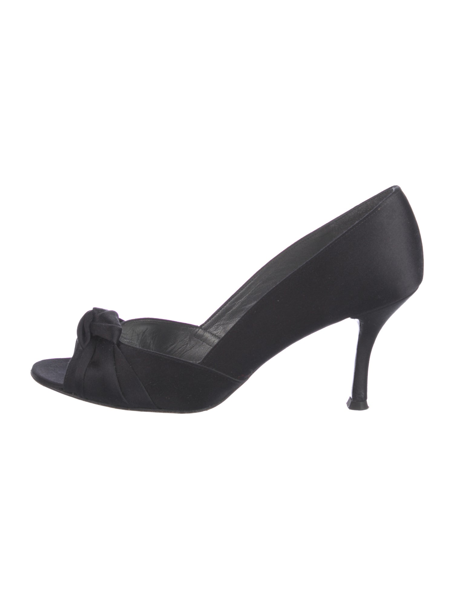 Stuart Weitzman Satin Cutout Accent Pumps
