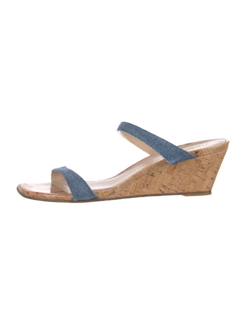 Stuart Weitzman Denim Animal Print Slides