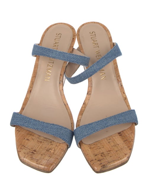 Stuart Weitzman Denim Animal Print Slides