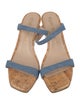 Stuart Weitzman Denim Animal Print Slides