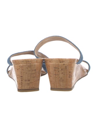 Stuart Weitzman Denim Animal Print Slides