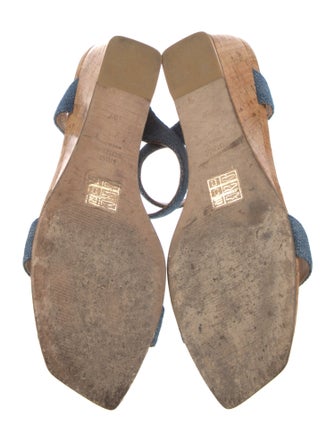 Stuart Weitzman Denim Animal Print Slides