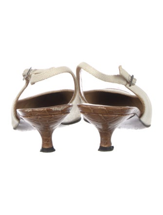 Stuart Weitzman Canvas Colorblock Pattern Slingback Pumps