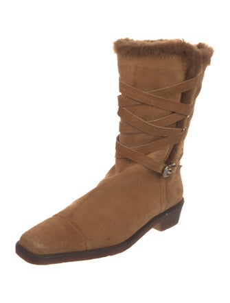 Stuart Weitzman Suede Colorblock Pattern Boots