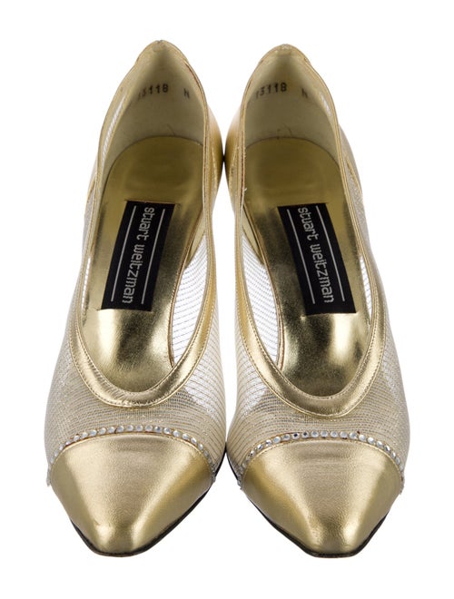 Stuart Weitzman Leather Mesh Accents Slingback Pumps