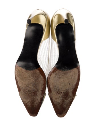 Stuart Weitzman Leather Mesh Accents Slingback Pumps