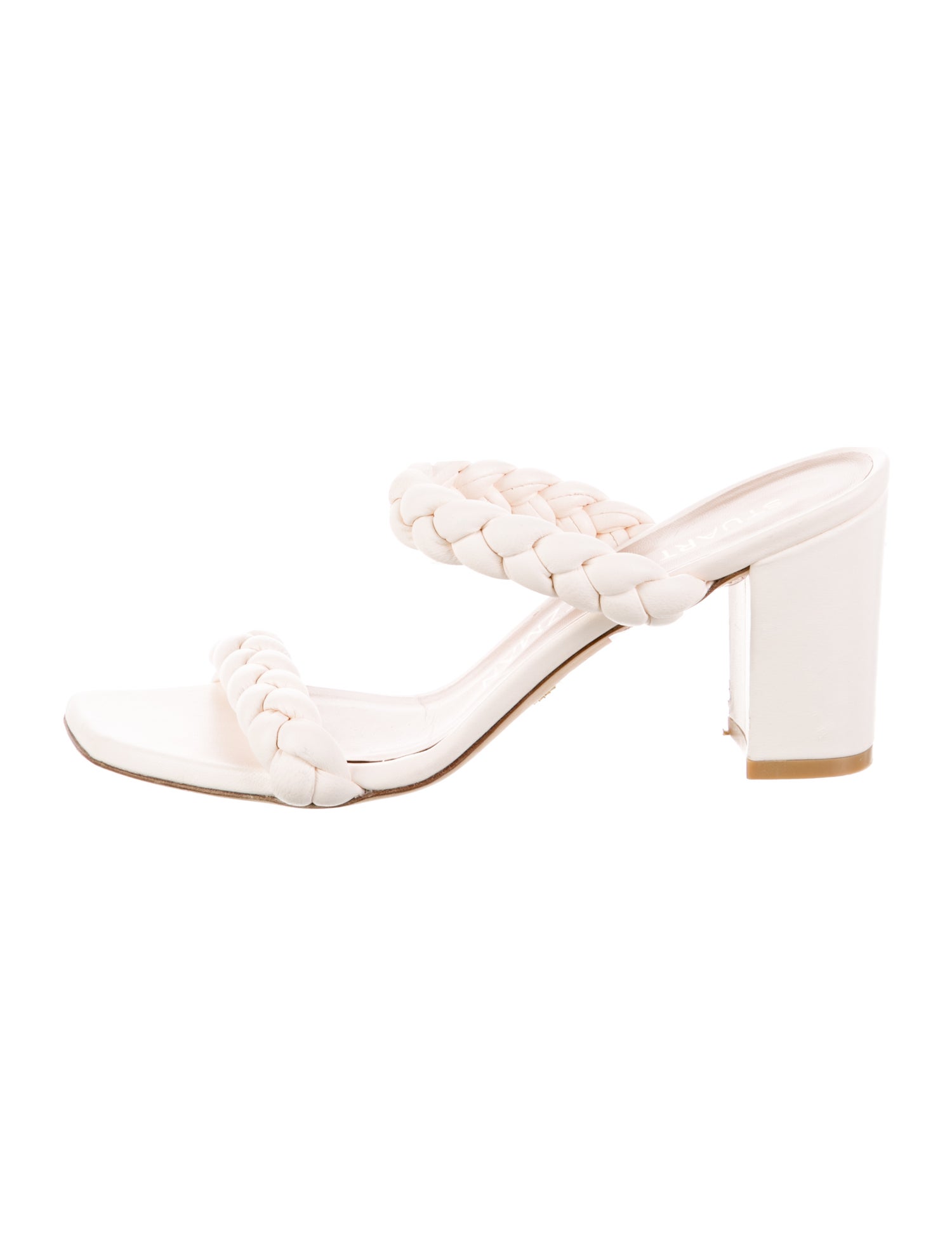 Stuart Weitzman Leather Braided Accents Slides