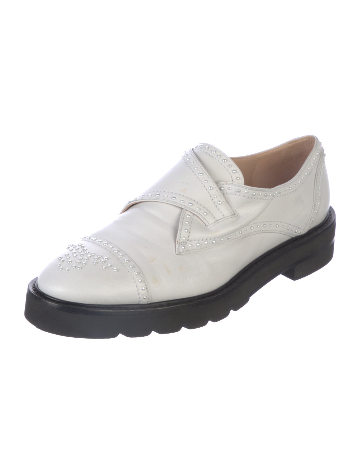 Stuart Weitzman Leather Studded Accents Oxfords