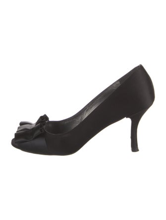 Stuart Weitzman Satin Ruffle Embellishment Pumps