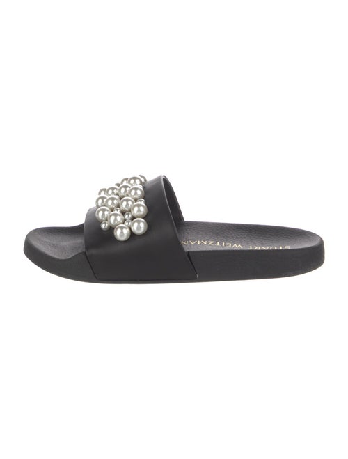 Stuart Weitzman Leather Studded Accents Slides