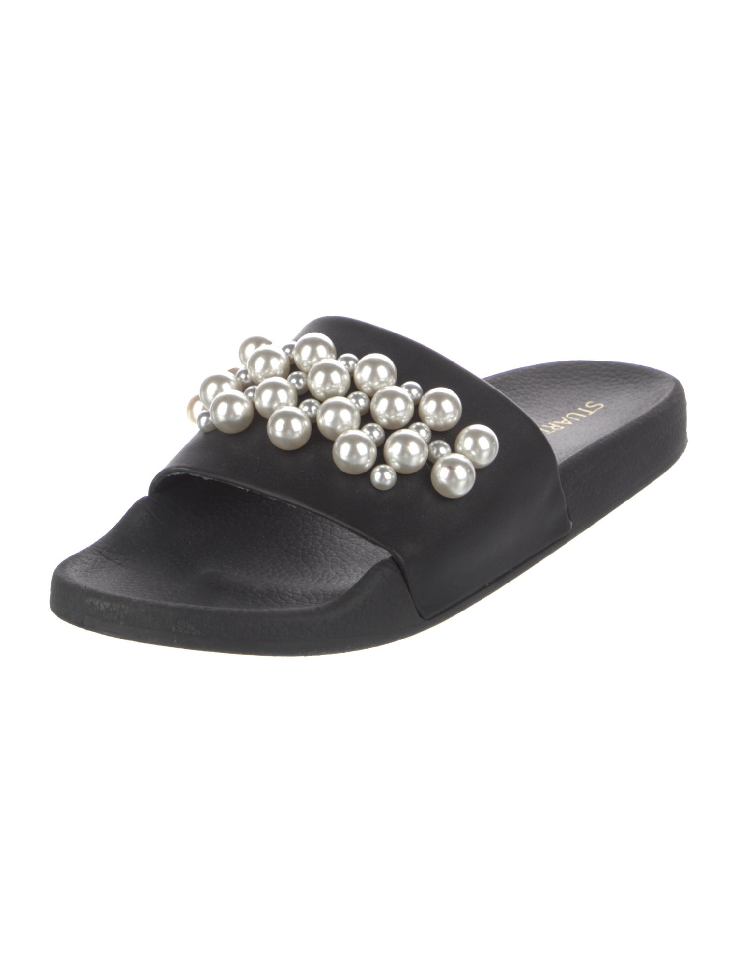 Stuart Weitzman Leather Studded Accents Slides