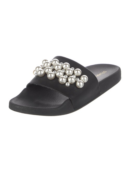 Stuart Weitzman Leather Studded Accents Slides