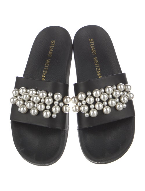 Stuart Weitzman Leather Studded Accents Slides