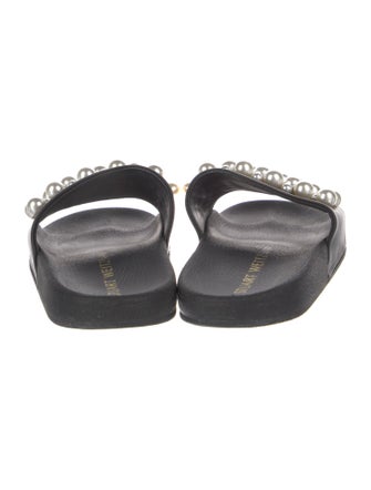 Stuart Weitzman Leather Studded Accents Slides