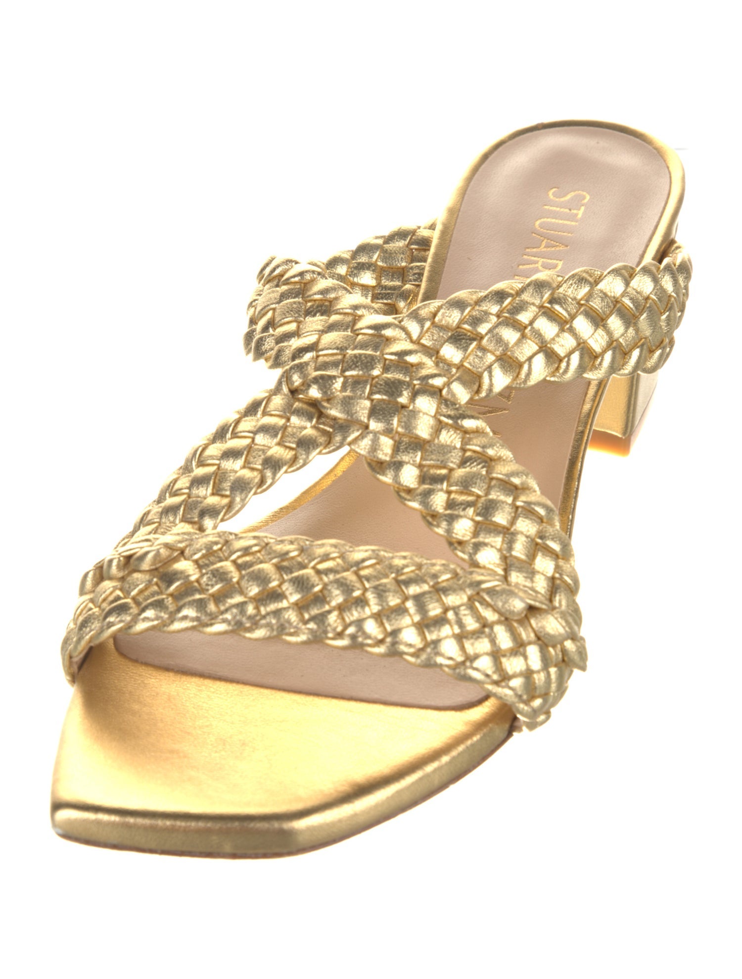 Stuart Weitzman Leather Braided Accents Sandals