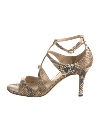 Stuart Weitzman Embossed Leather Animal Print Gladiator Sandals