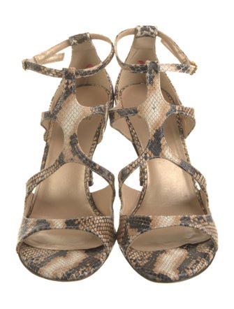 Stuart Weitzman Embossed Leather Animal Print Gladiator Sandals