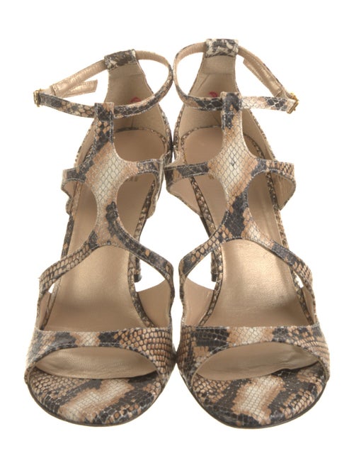 Stuart Weitzman Embossed Leather Animal Print Gladiator Sandals