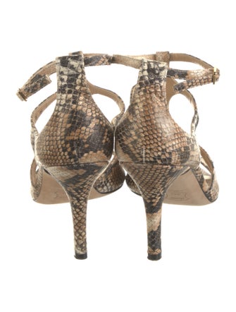 Stuart Weitzman Embossed Leather Animal Print Gladiator Sandals