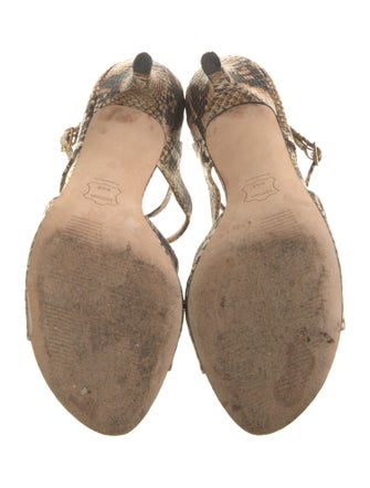 Stuart Weitzman Embossed Leather Animal Print Gladiator Sandals