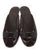 Stuart Weitzman Patent Leather Bow Accents Slides