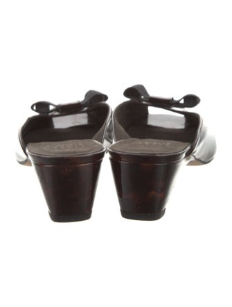 Stuart Weitzman Patent Leather Bow Accents Slides