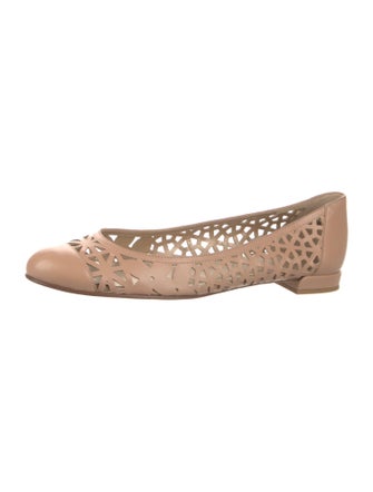 Stuart Weitzman Leather Lasercut Accents Ballet Flats