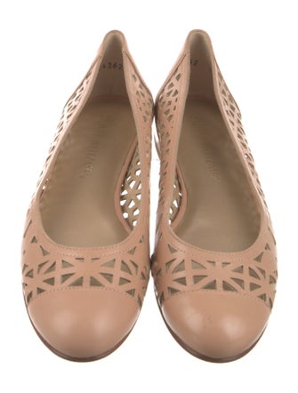 Stuart Weitzman Leather Lasercut Accents Ballet Flats