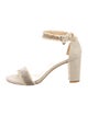 Stuart Weitzman Canvas Raw-Edge Trim Sandals