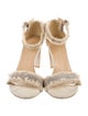 Stuart Weitzman Canvas Raw-Edge Trim Sandals