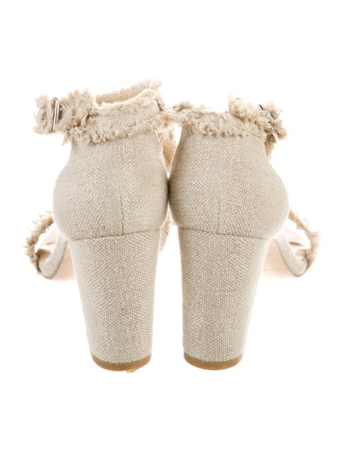 Stuart Weitzman Canvas Raw-Edge Trim Sandals