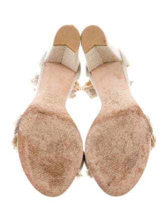 Stuart Weitzman Canvas Raw-Edge Trim Sandals