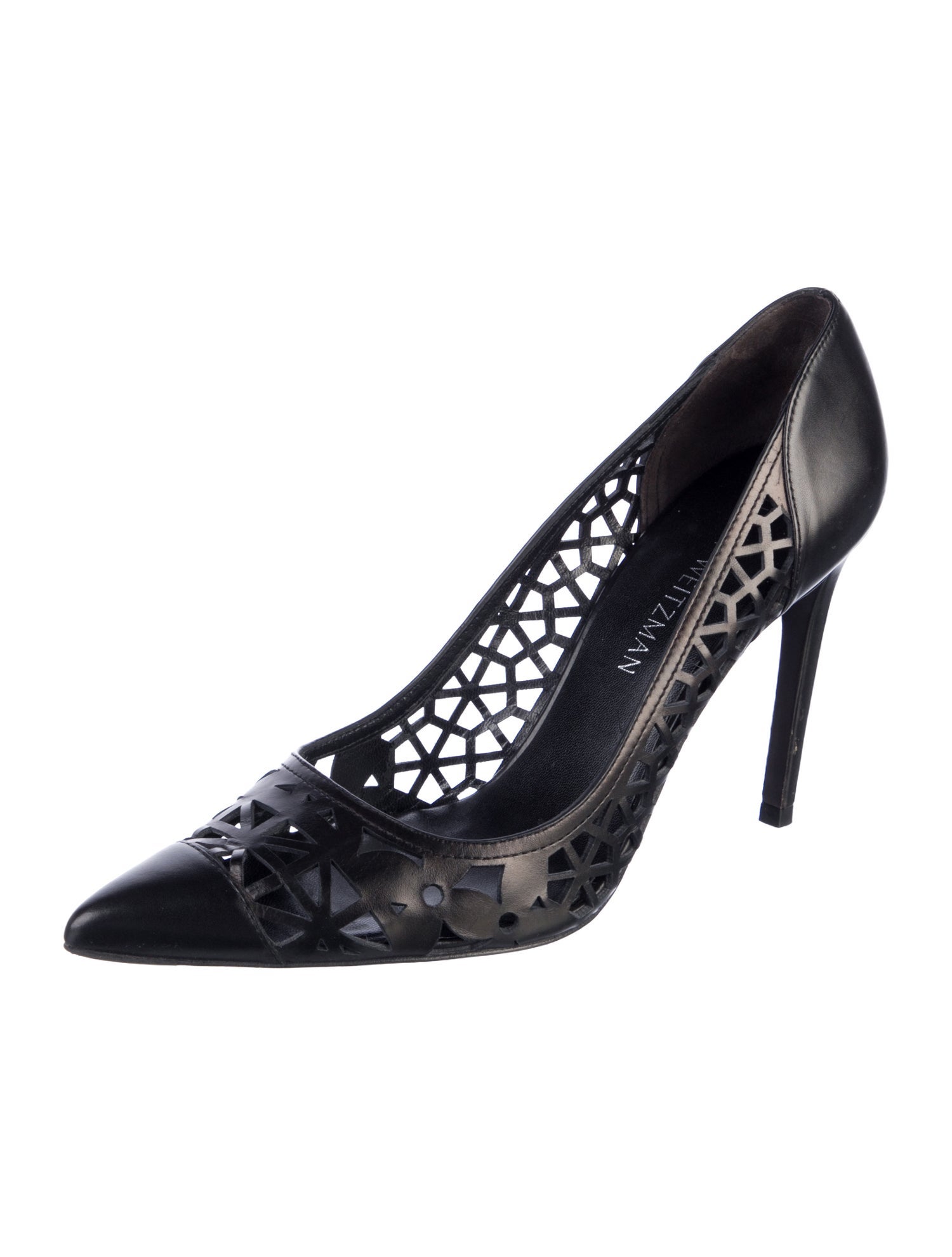 Stuart Weitzman Leather Lasercut Accents Pumps