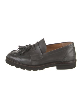 Stuart Weitzman Leather Tassel Accents Loafers