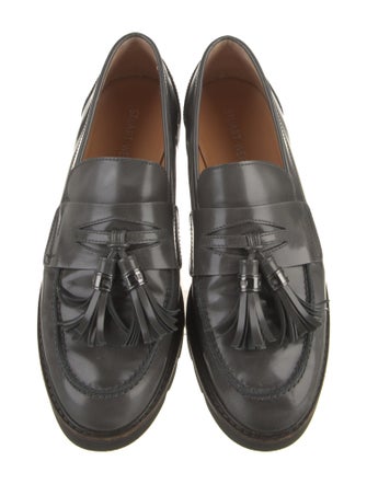 Stuart Weitzman Leather Tassel Accents Loafers