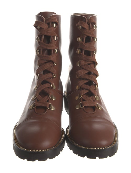 Stuart Weitzman Leather Chain-Link Accents Combat Boots