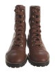 Stuart Weitzman Leather Chain-Link Accents Combat Boots
