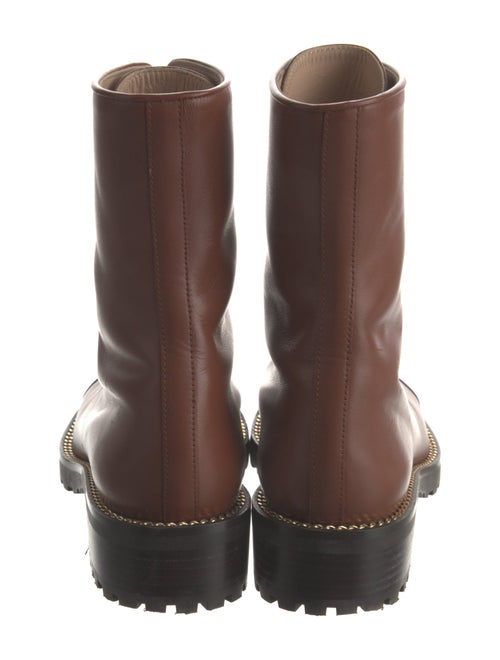 Stuart Weitzman Leather Chain-Link Accents Combat Boots