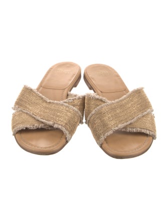 Stuart Weitzman Leather Beaded Accents Slides