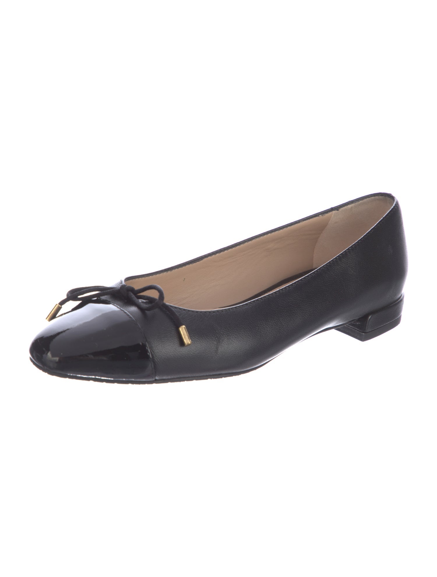 Stuart Weitzman Leather Bow Accents Ballet Flats