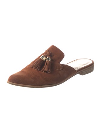 Stuart Weitzman Suede Tassel Accents Mules