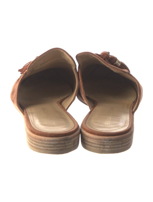 Stuart Weitzman Suede Tassel Accents Mules